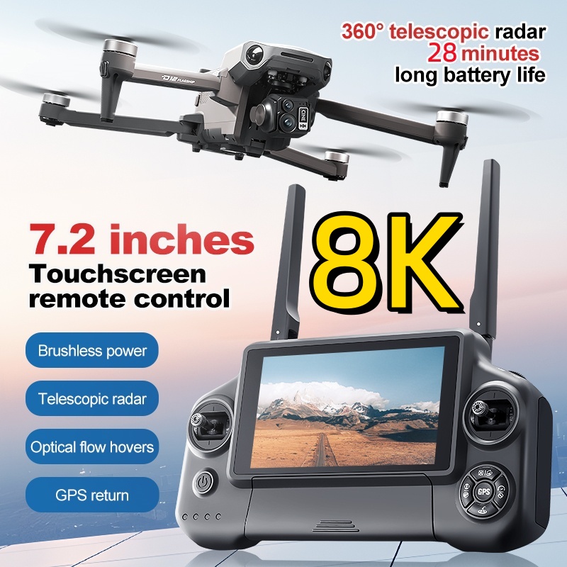 Drone Gimbal - โดรนควอดคอปเตอร์ 8K 3 แกนกันสั่น พร้อมจอสัมผัส 7.2