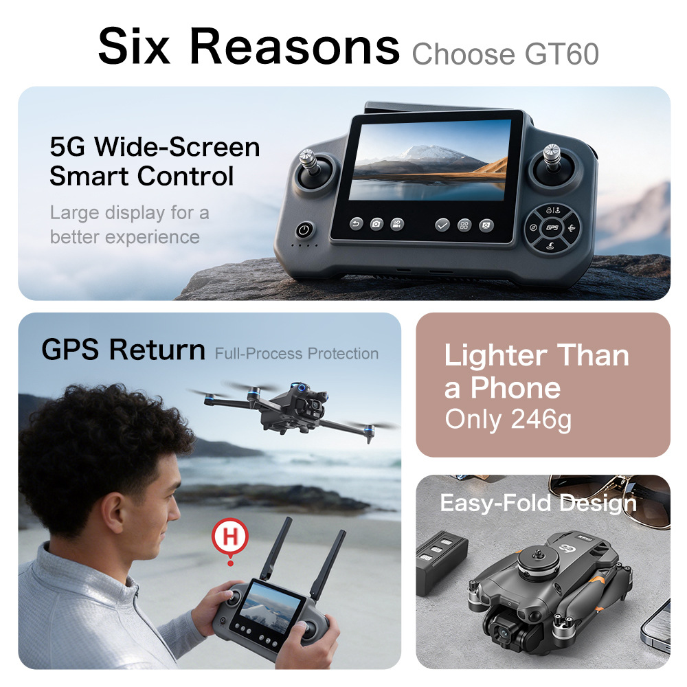โดรน GPS รุ่นใหม่ GT60 กล้องคว - Drone Gps Mount บทวิจารณ์และราคา